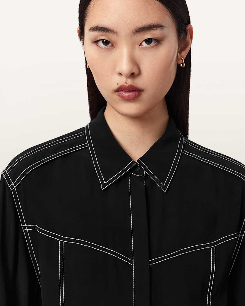 Tala Shirt Mini Dress Black | ALLSAINTS